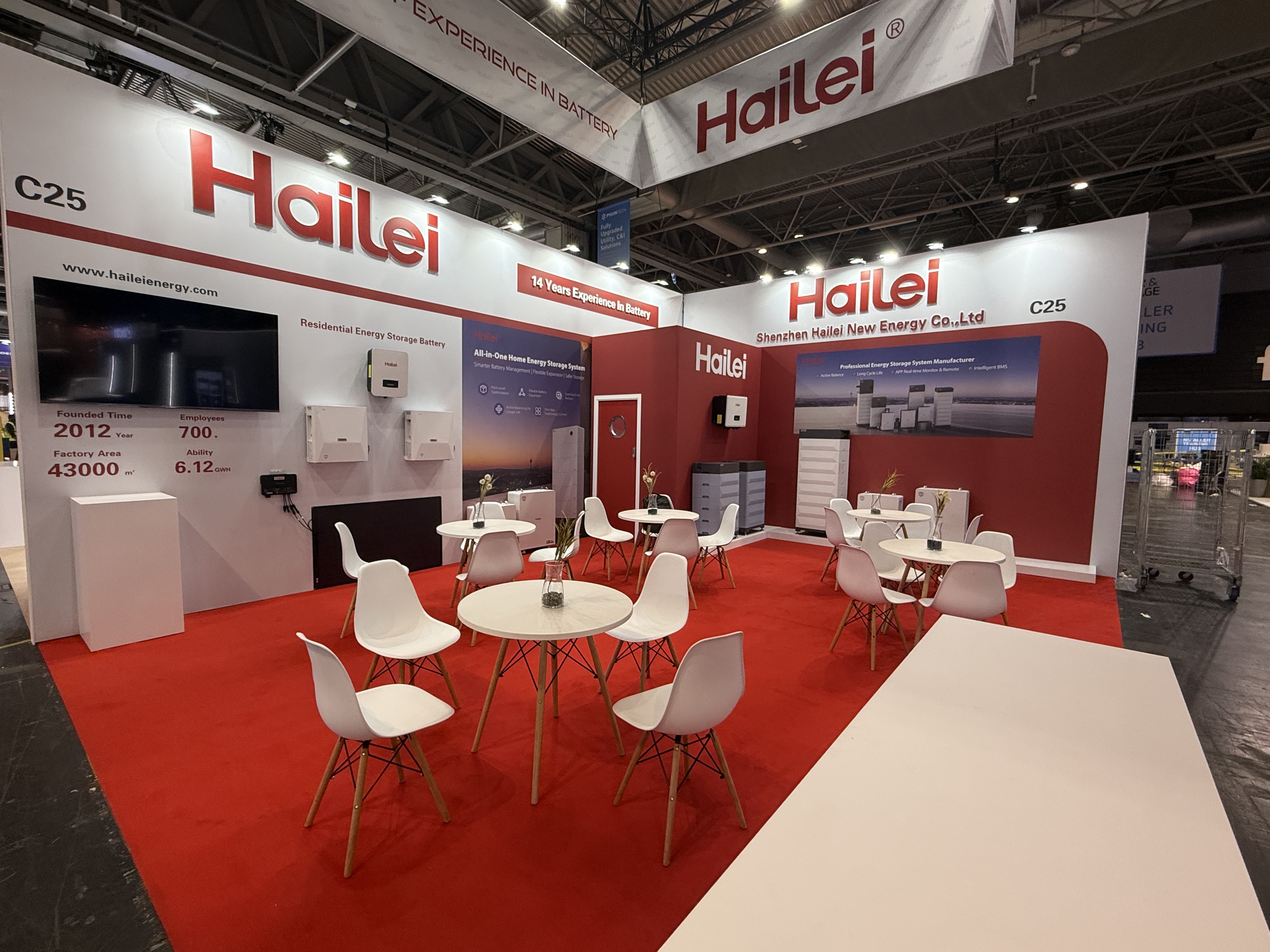Hailei stand C25 with residential batteries and energy storage systems on display